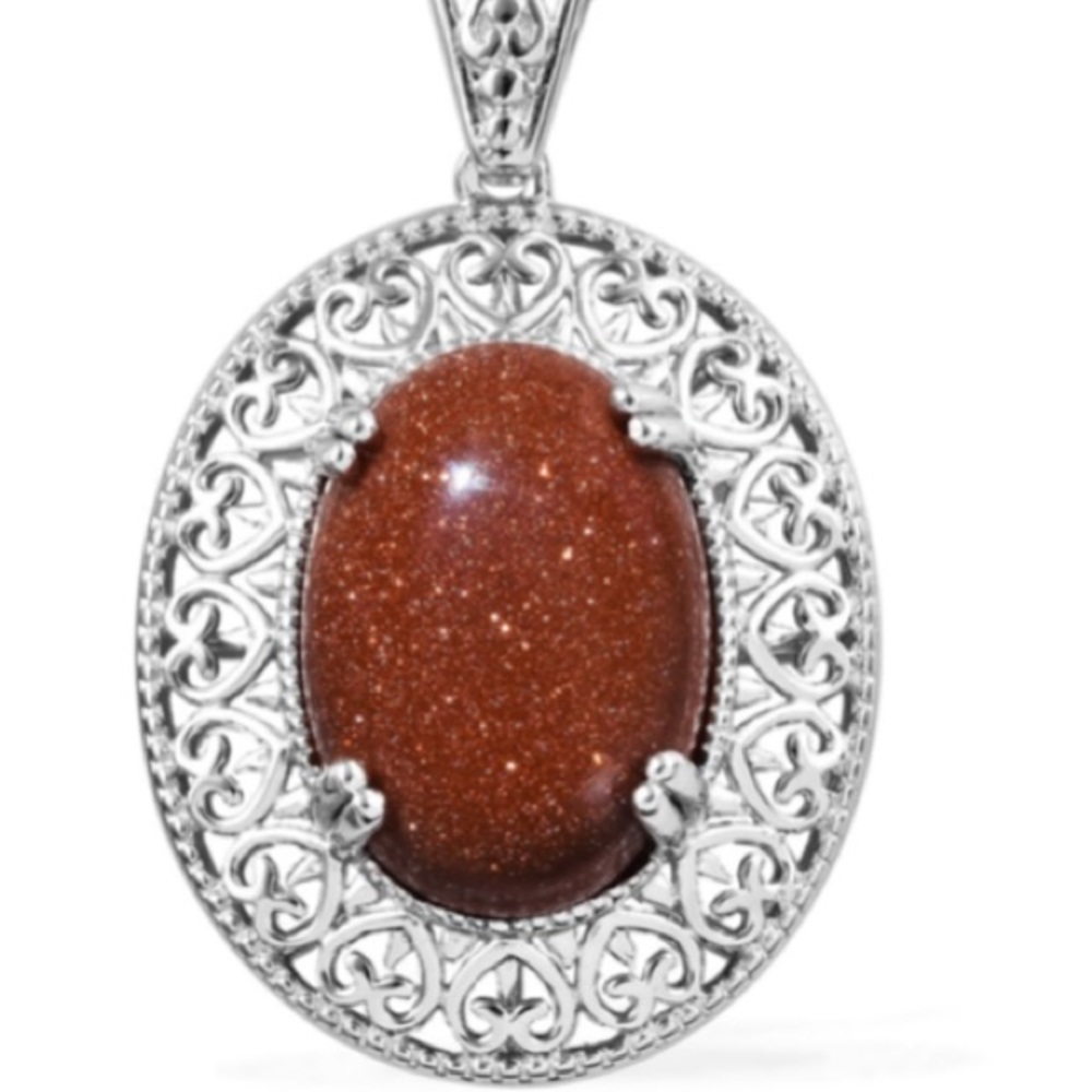 NEW Goldstone and stainless steel pendant